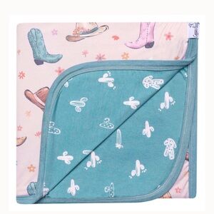Copper Pearl | Reversible Cowboy Hat, Boot, & Cactus Print Kid's Blanket